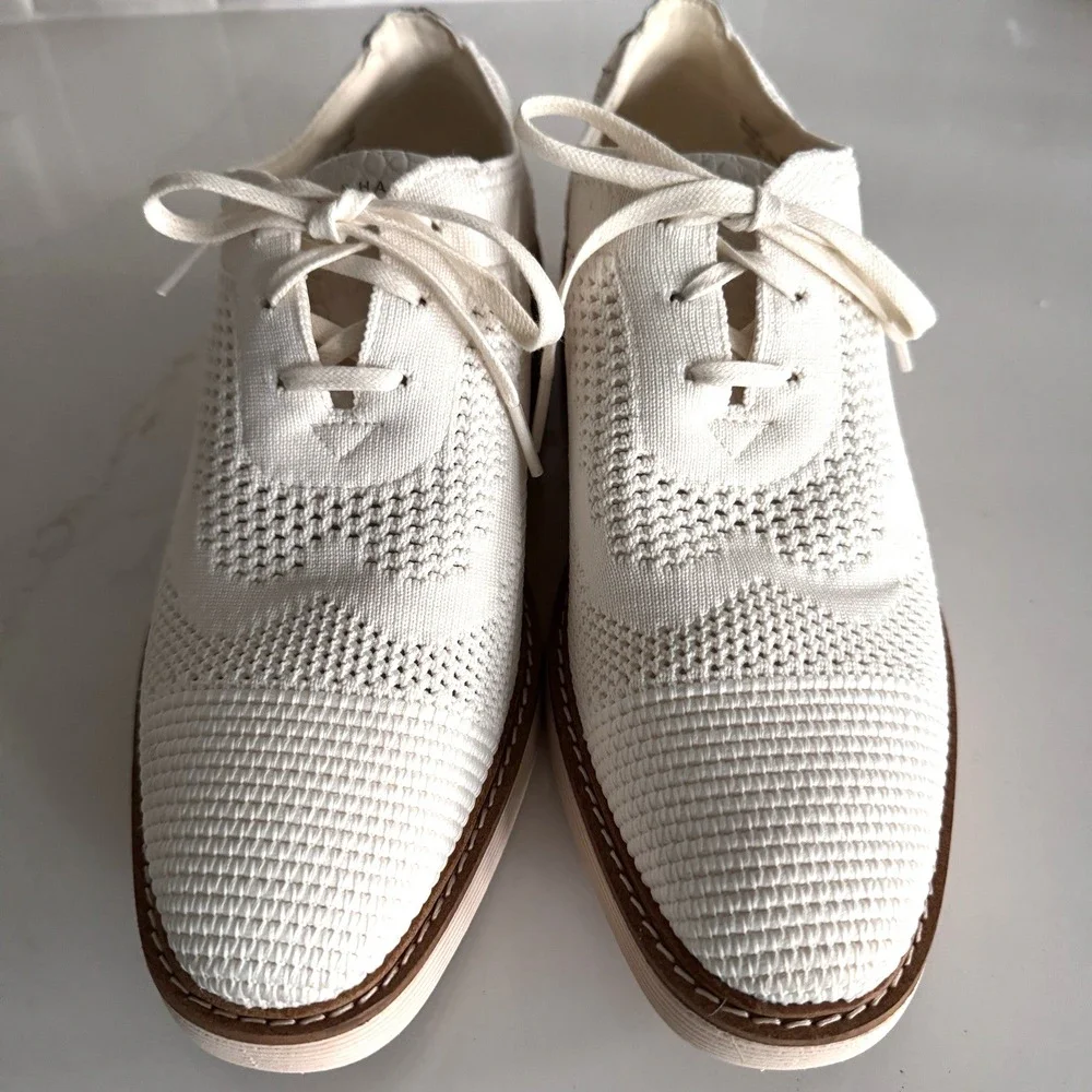 Cole Haan ØriginalGrand Platform Oxford Women 9 White Stitchlite Wingtip Shoes